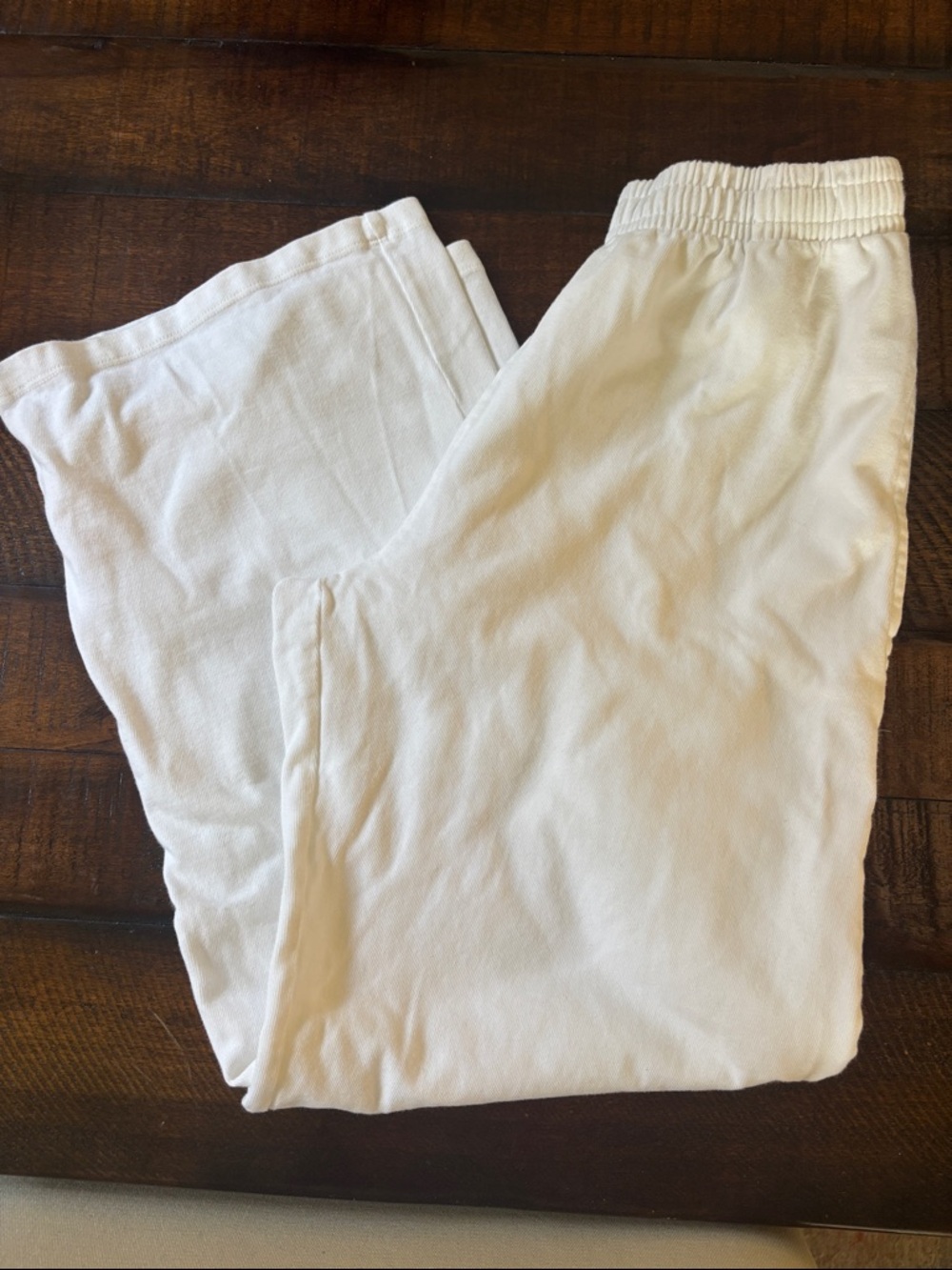 Brandy Melville Cream Elastic Waist Casual Pants
